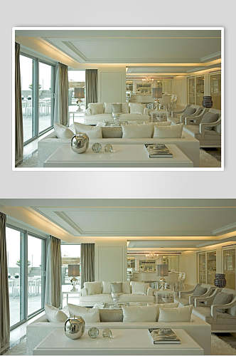 白色高档客厅欧式别墅图片
