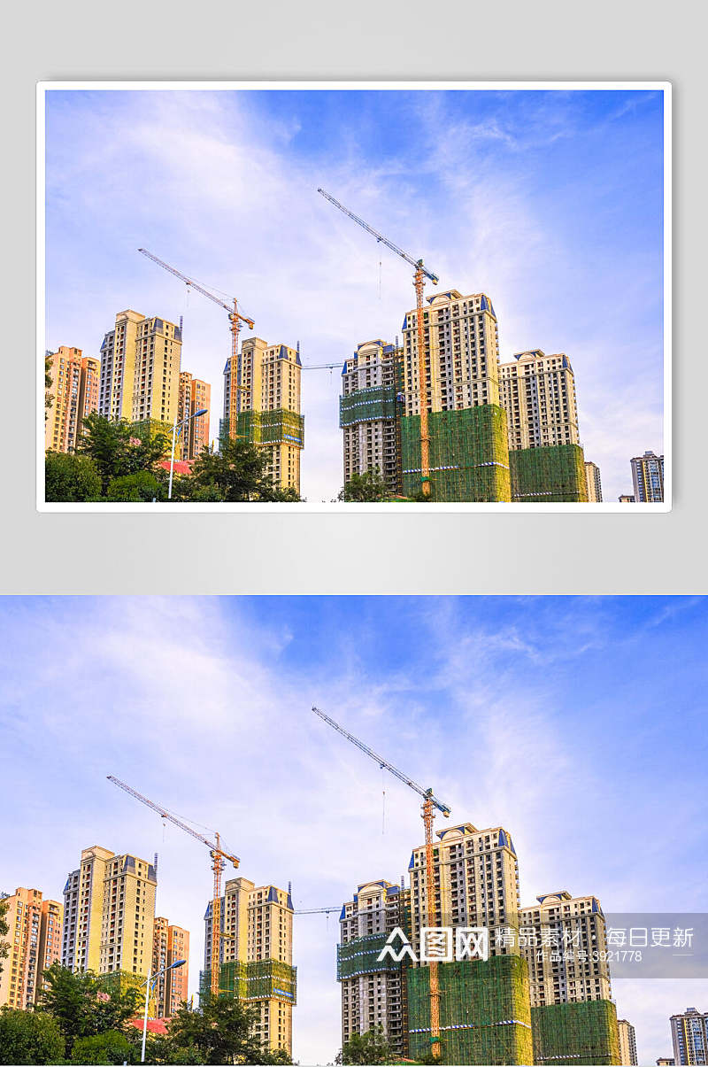 清新城市高楼建设摄影图片素材