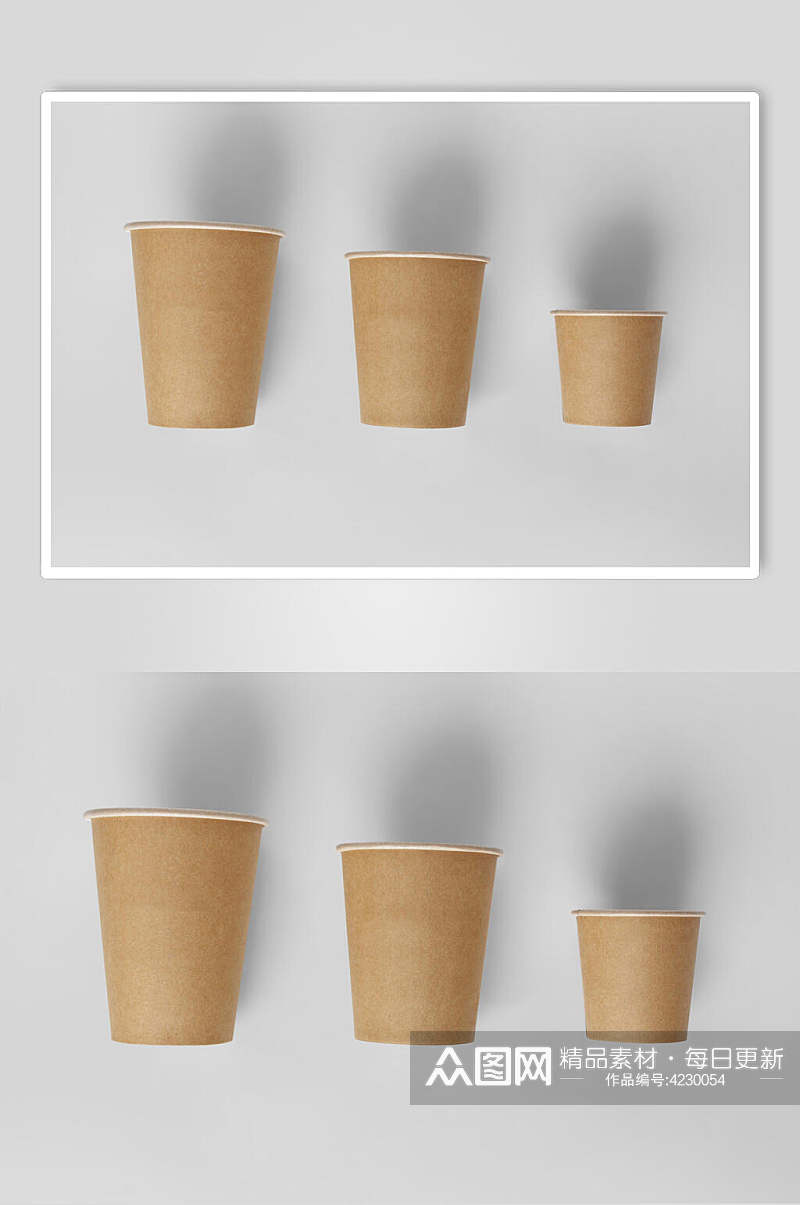 圆形阴影简约灰纸杯咖啡杯样机素材
