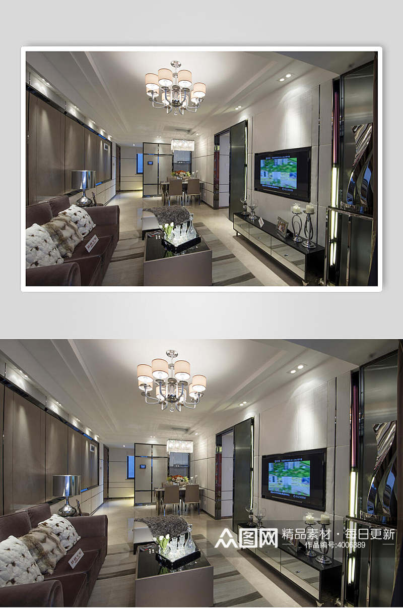 电视吊灯高端创意椅子客厅设计图片素材