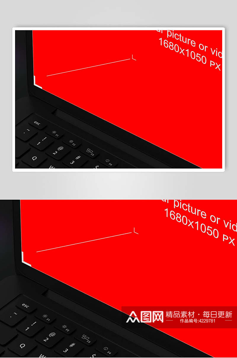 键盘字母电脑笔记本屏幕贴图样机素材