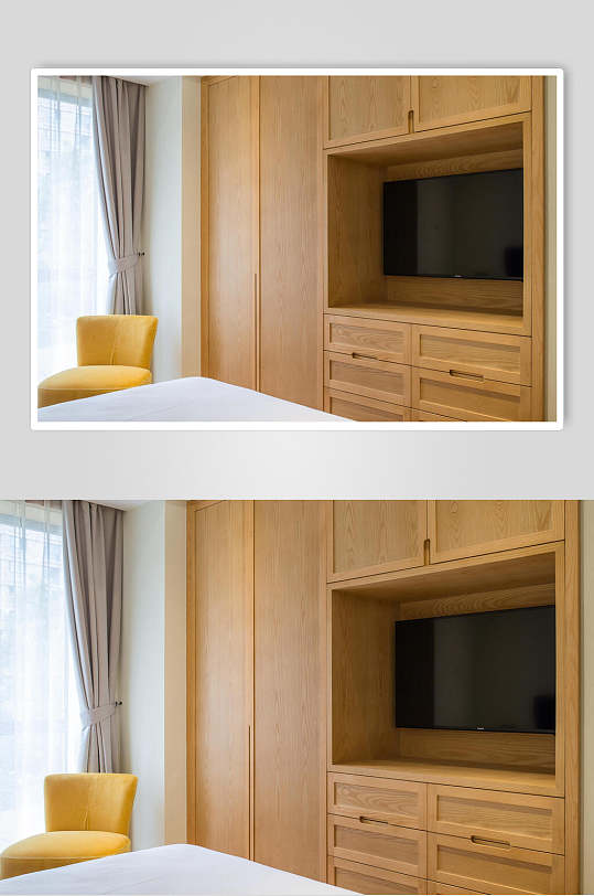 木质柜内嵌式电视新中式二居室图片