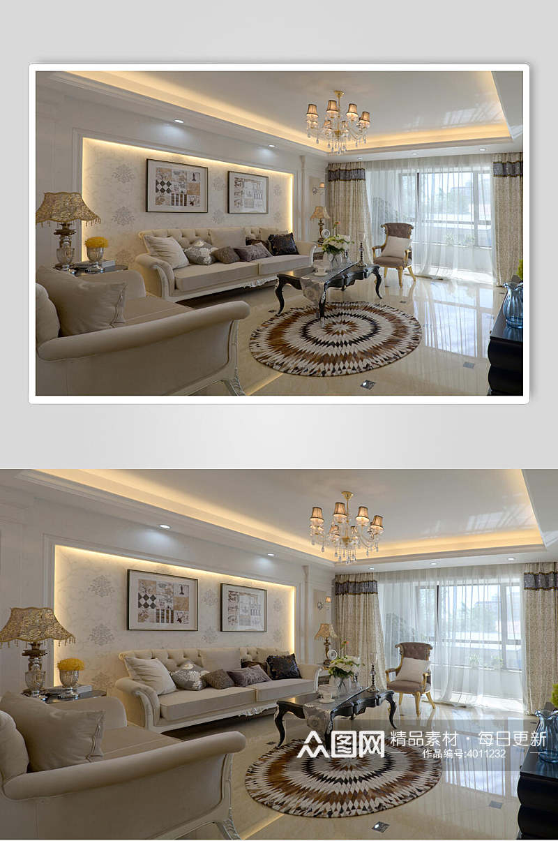 白色典雅欧式简欧两居室图片素材