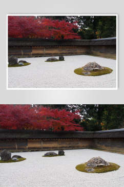 唯美红色石头创意高端日式庭院图片