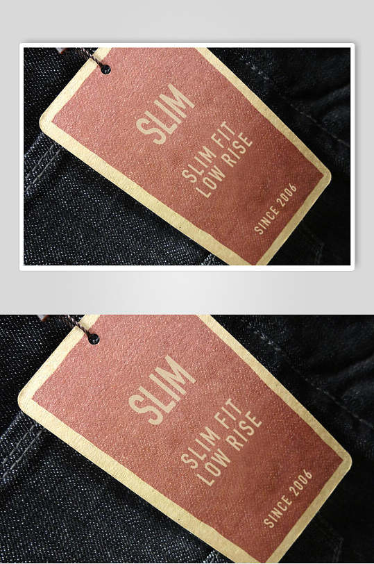 土红色时尚英文服装物料标签吊牌样机