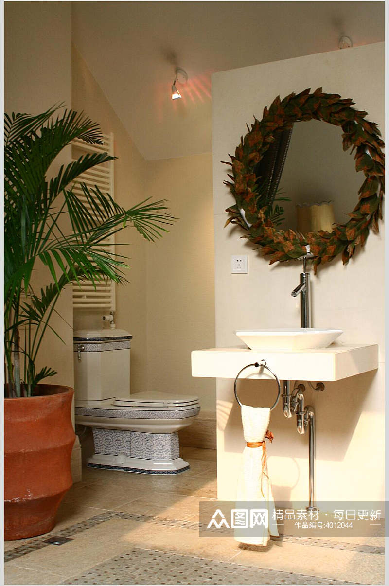 植物大气创意镜子洗手间田园图片素材