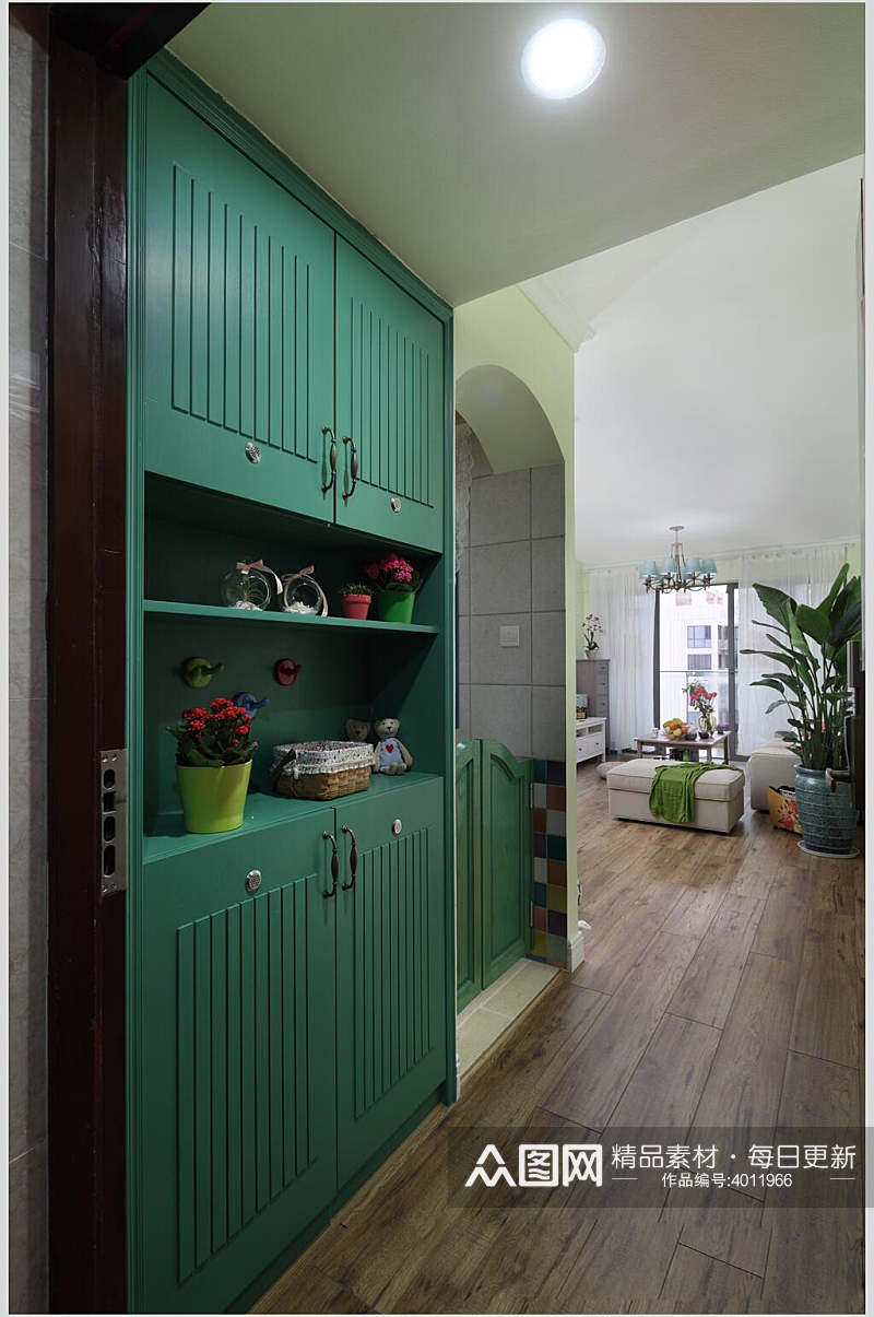 柜子绿色大气创意混搭二居室图片素材