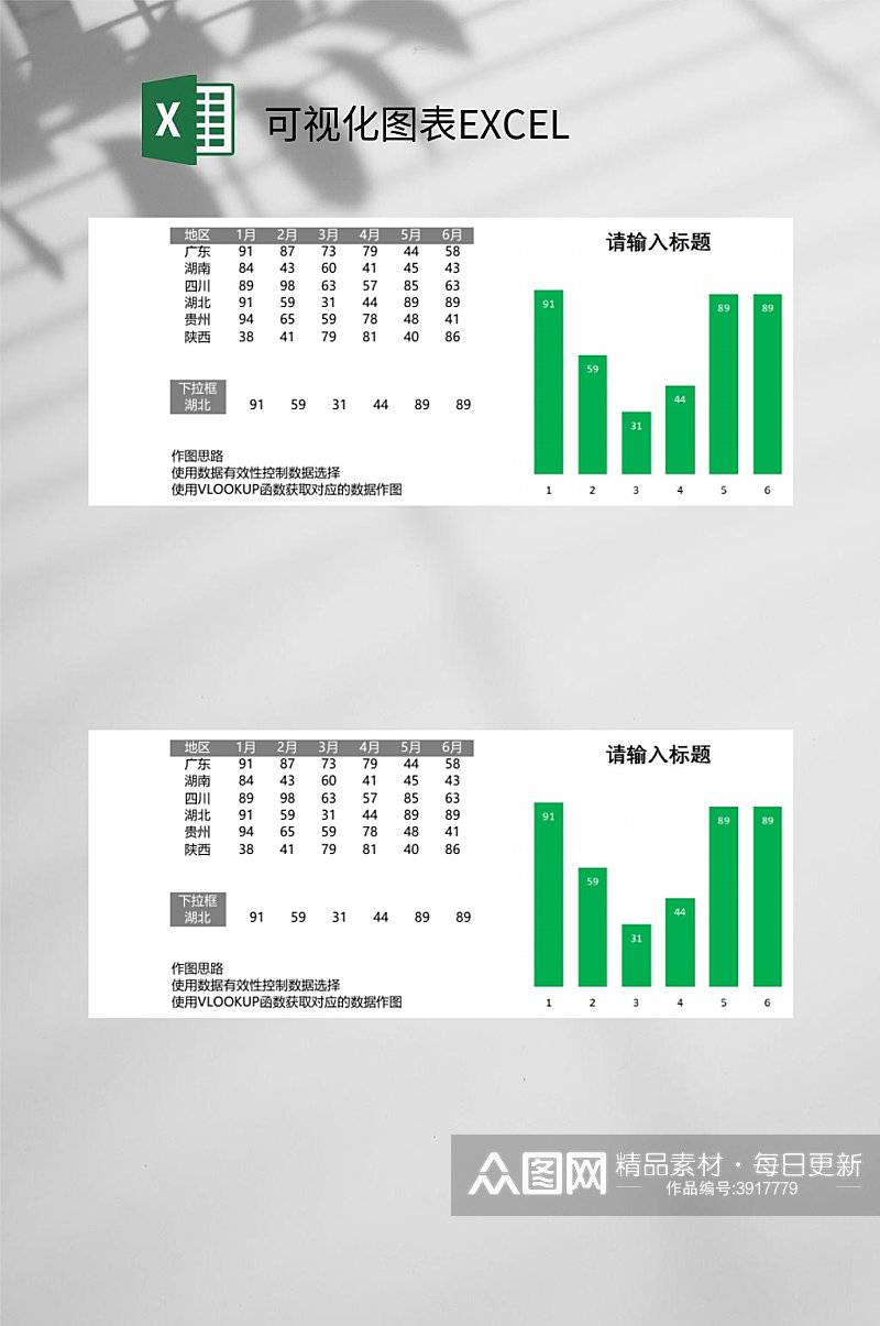 绿色柱形可视化图表EXCEL素材