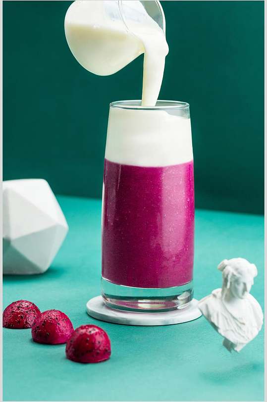 火龙果奶盖高清摄影照片