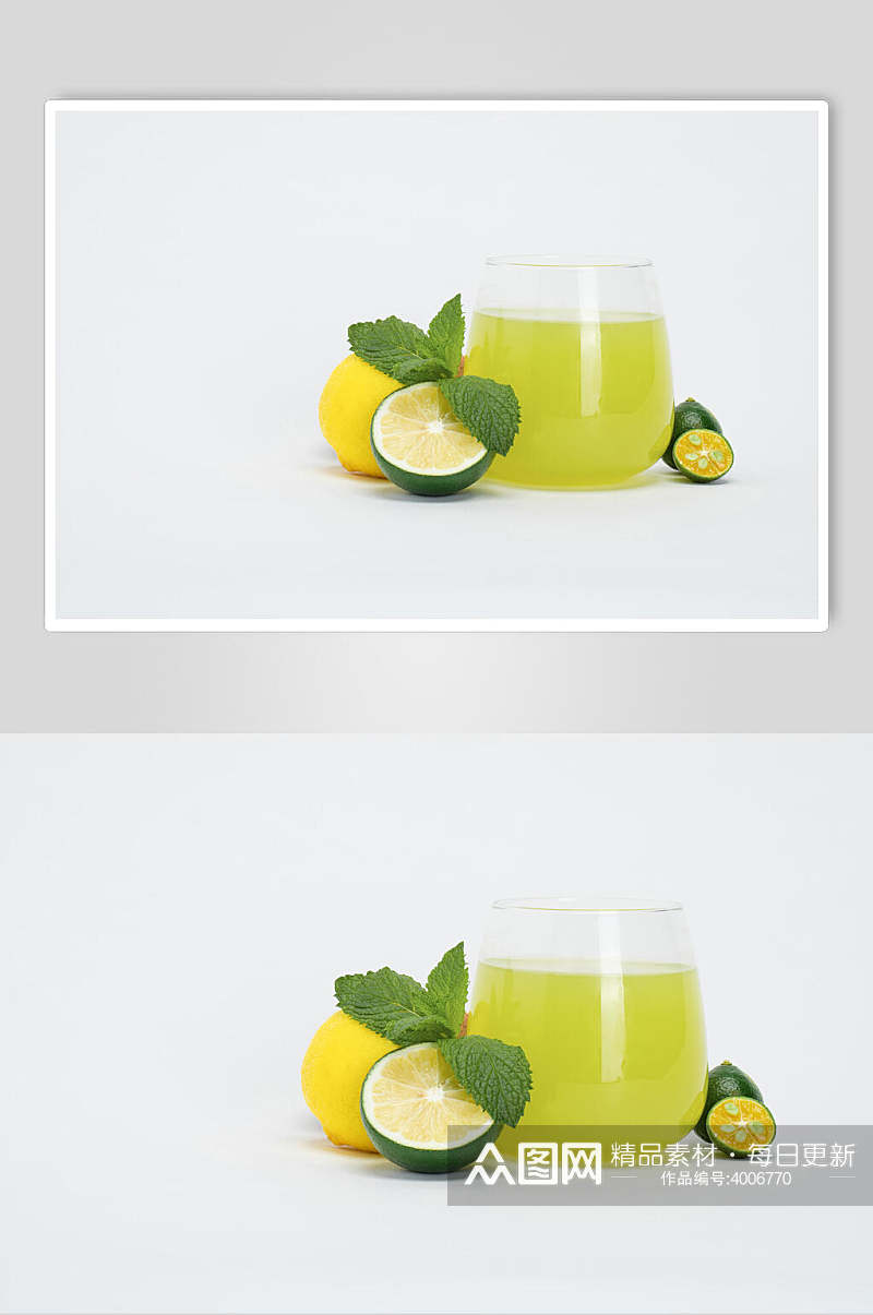青色柠檬奶茶果汁图片素材