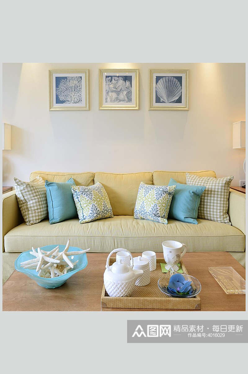美式温馨大户型客厅沙发图片素材