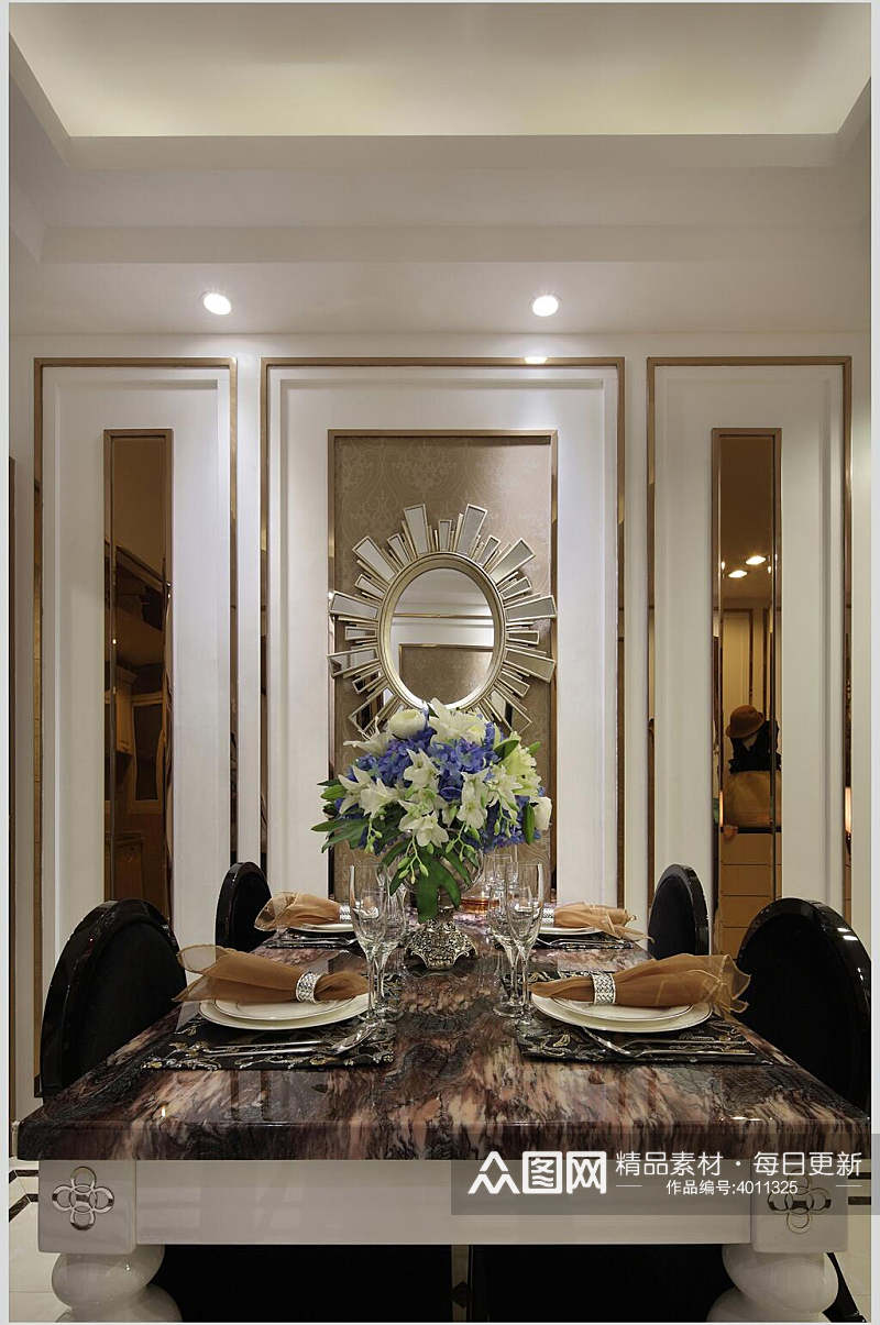 创意大气百合花餐桌欧式简欧两居室图片素材