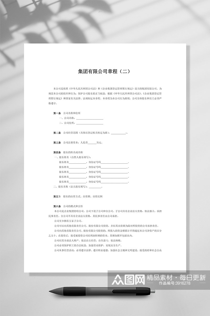 集团有限公司章程二WORD素材