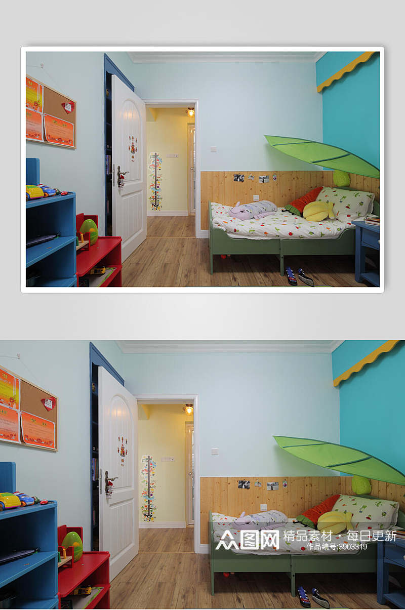 蓝色儿童房装修设计图片素材