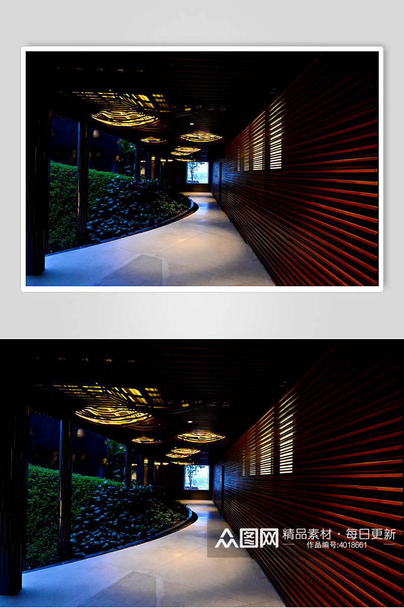 高端创意木条草丛天灯露台设计图片素材