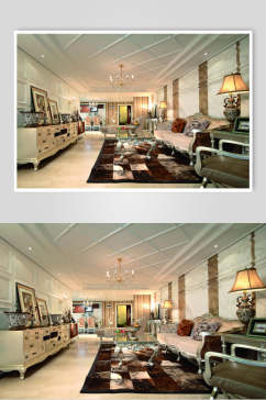 现代风客厅法式二居室案例图片