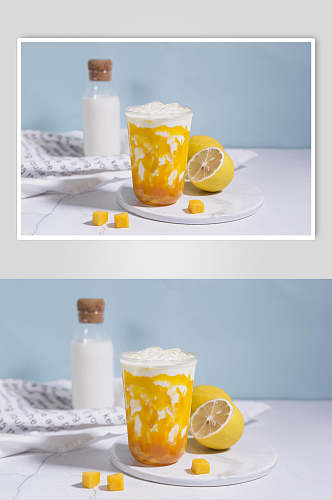 黄色小清新奶茶果汁图片