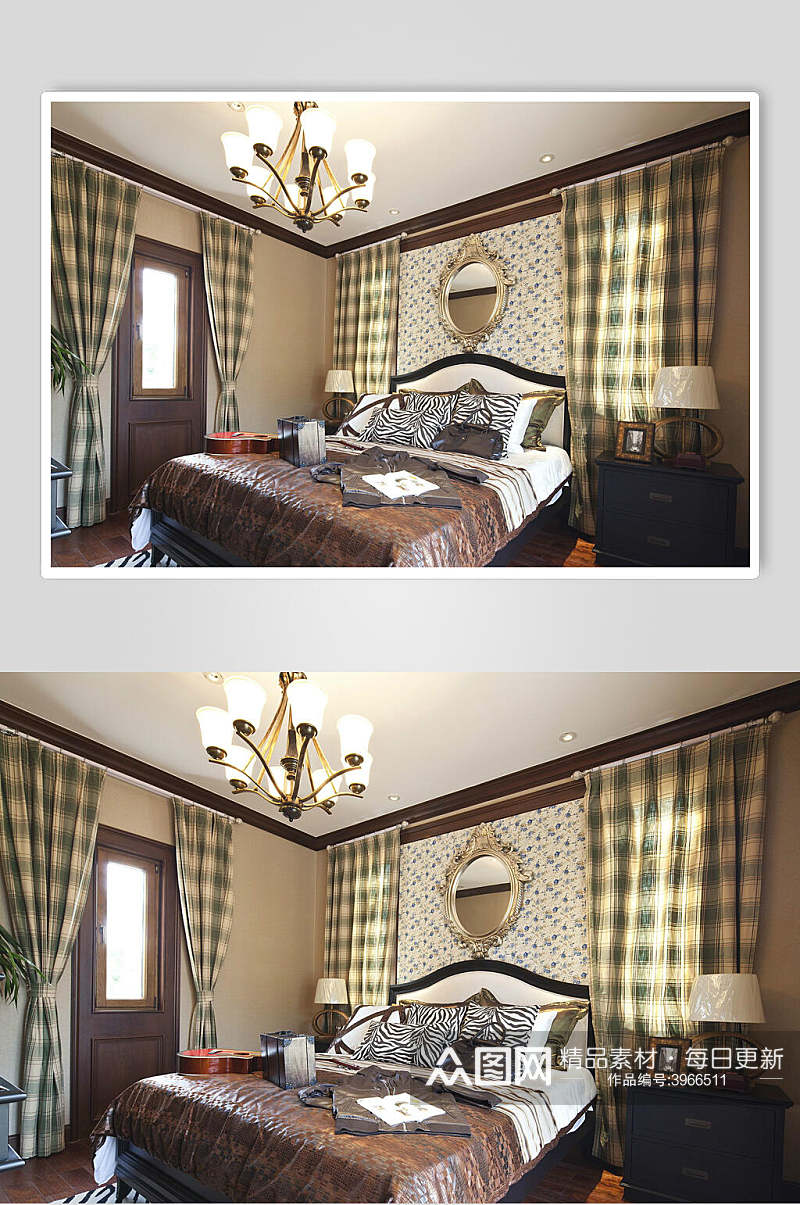 简约大气床单镜子卧室家装设计图片素材