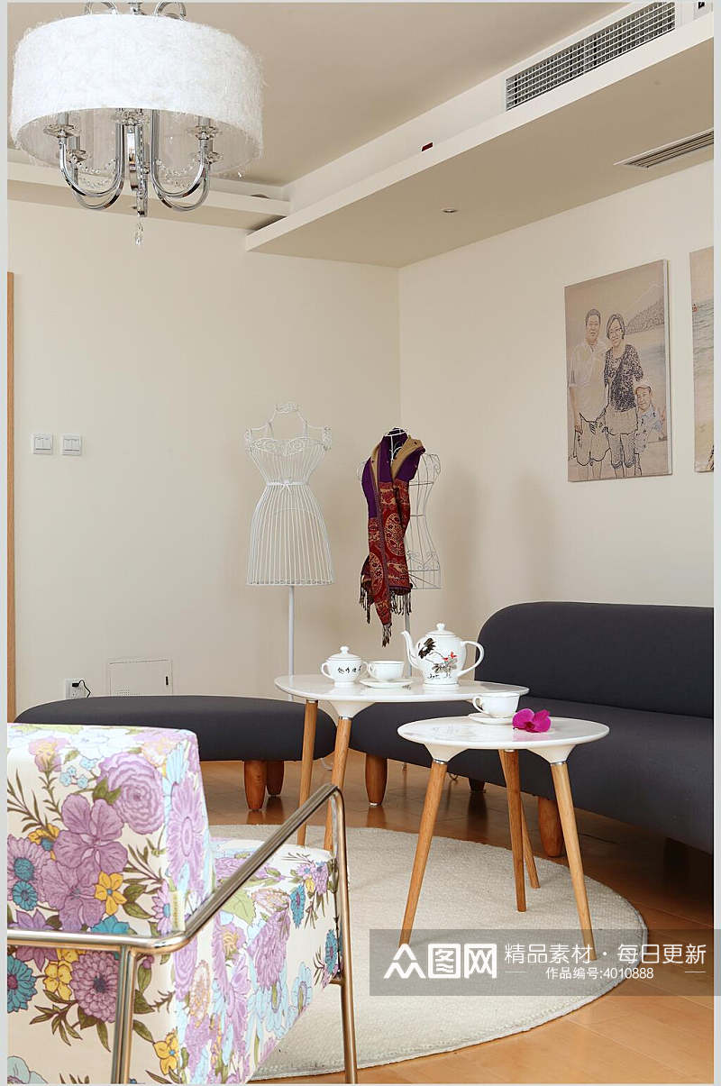 创意花朵沙发日式二居室图片素材