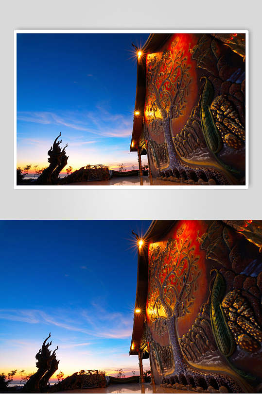 蓝红树木大气创意云朵泰国旅游图片