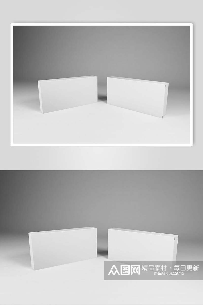 长方形立体包装盒白底贴图样机素材