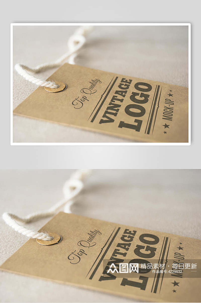英文麻绳服装物料标签吊牌样机素材