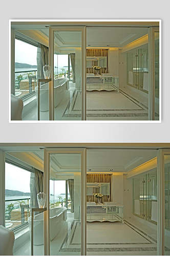 简约落地玻璃窗海景房欧式别墅图片