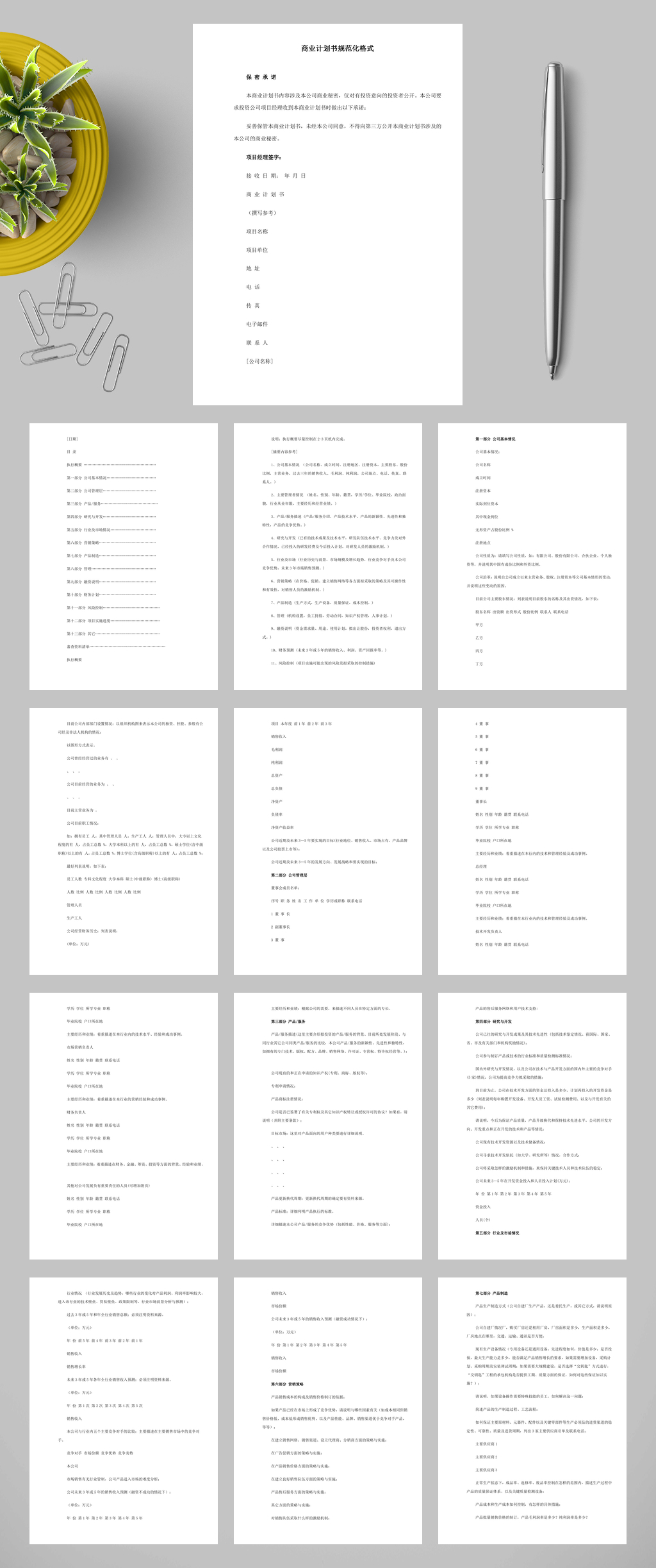 精美商业计划书规范化格式docWORD素材
