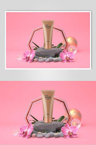 多边形粉色化妆品海报