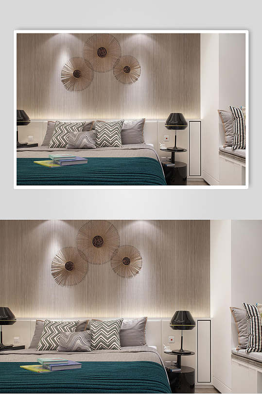 条纹花朵壁纸卧室小户型室内设计图片