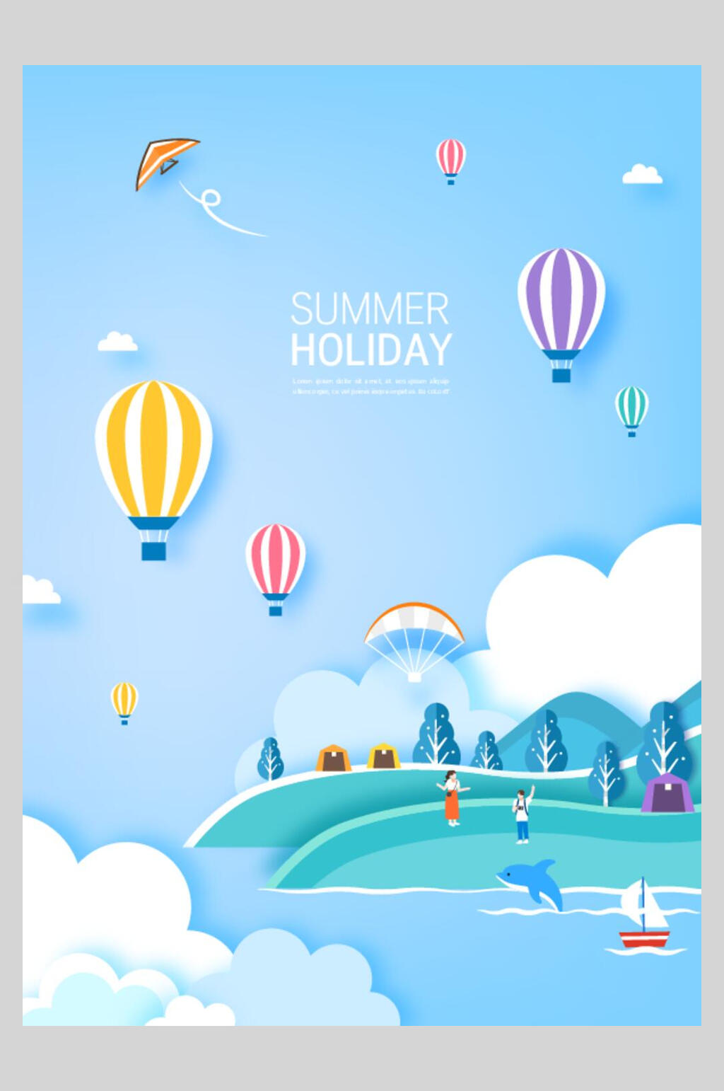 海边夏季旅游度假矢量海报素材