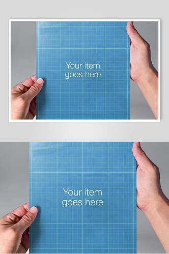 手指皱纹线条方格纸张海报样机