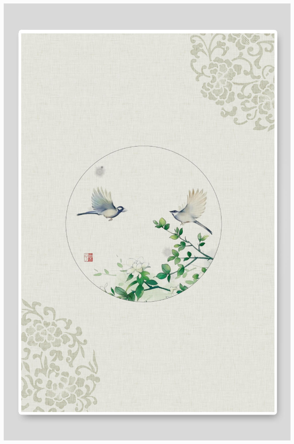 白色雕花唯美中国风背景素材