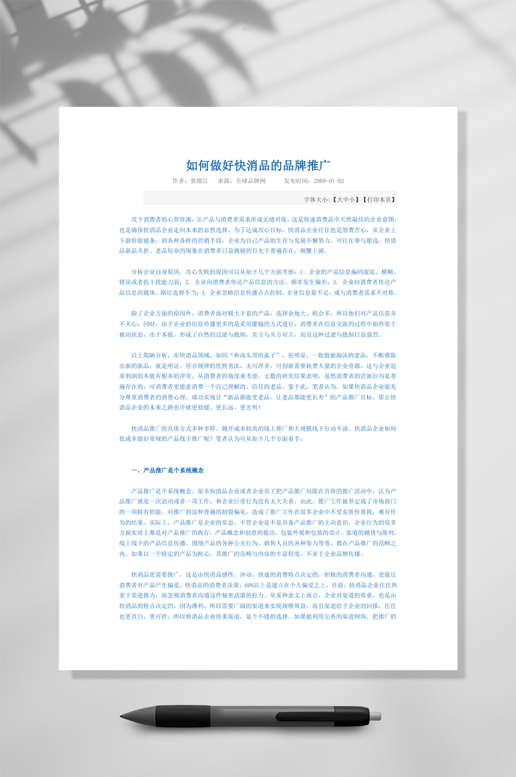 如何做好快消品的品牌推广WORD素材