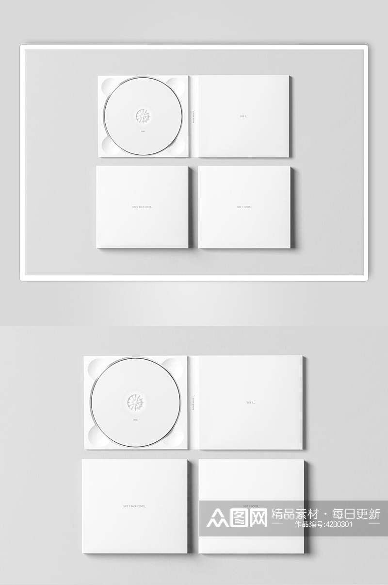 光碟圆圈灰白色CD包装贴图样机素材