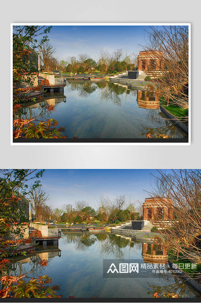 精美独墅湖低密度生态别墅景观设计图片素材