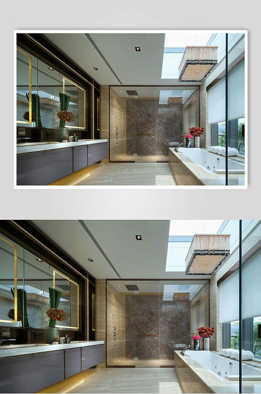 时尚浴室盆栽复式跃层室内设计图片