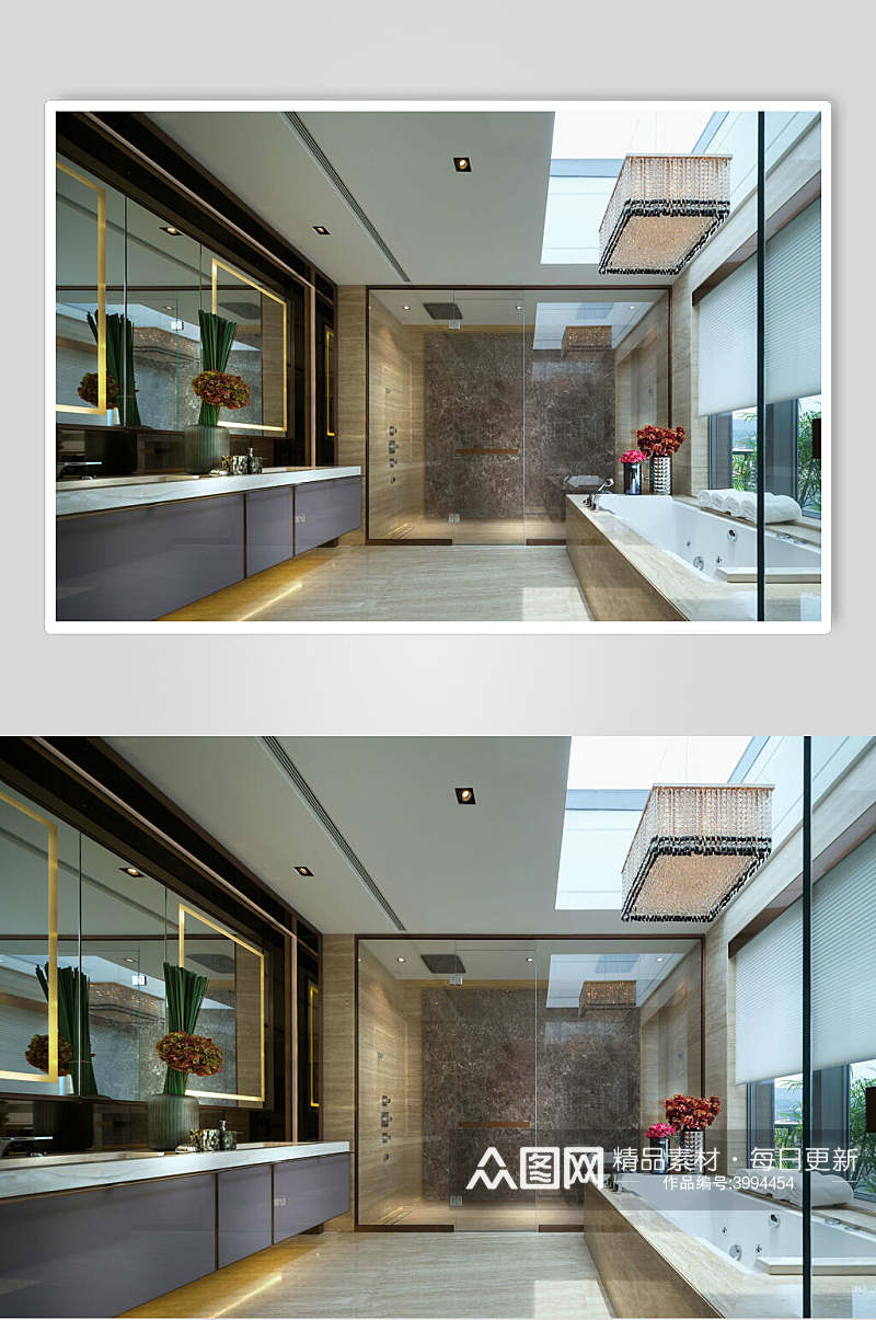 时尚浴室盆栽复式跃层室内设计图片素材