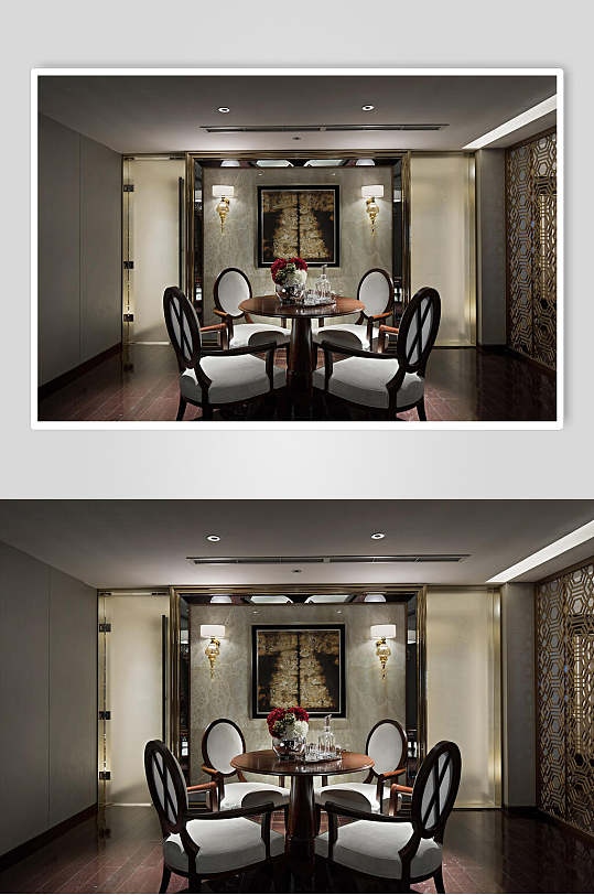 大气时尚桌椅挂画壁灯餐厅装修图片