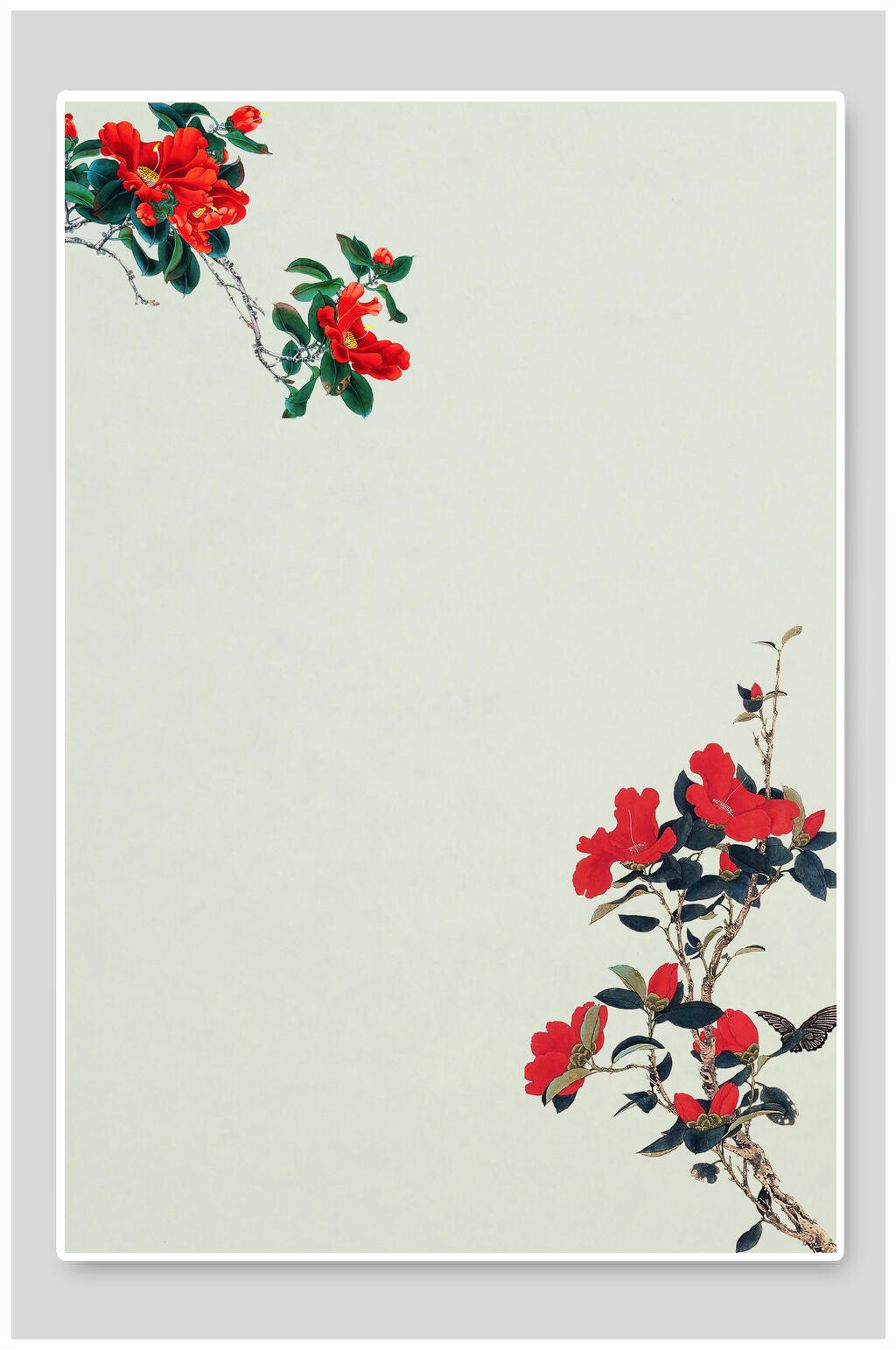 红花中国风背景素材