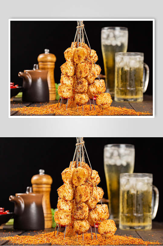 烧烤墨鱼丸串图片