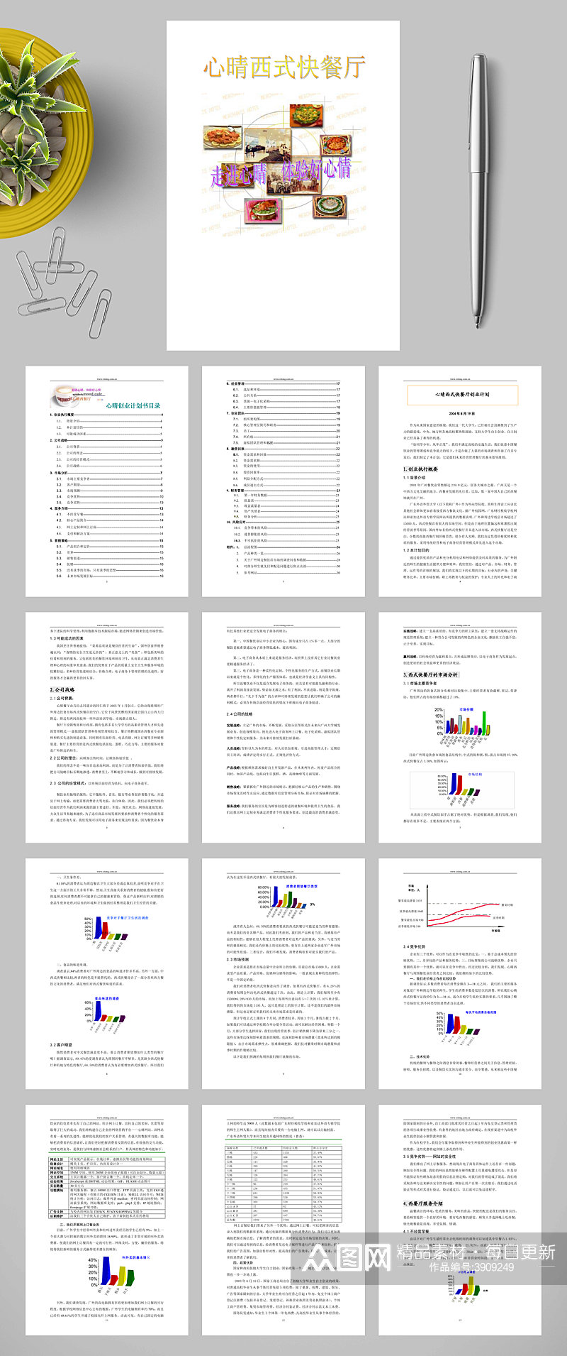 心晴西式快餐厅创业计划书WORD素材