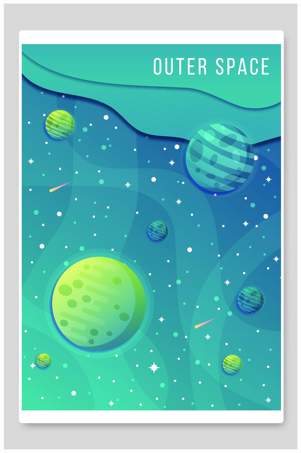 渐变星球卡通手绘宇宙矢量插画素材
