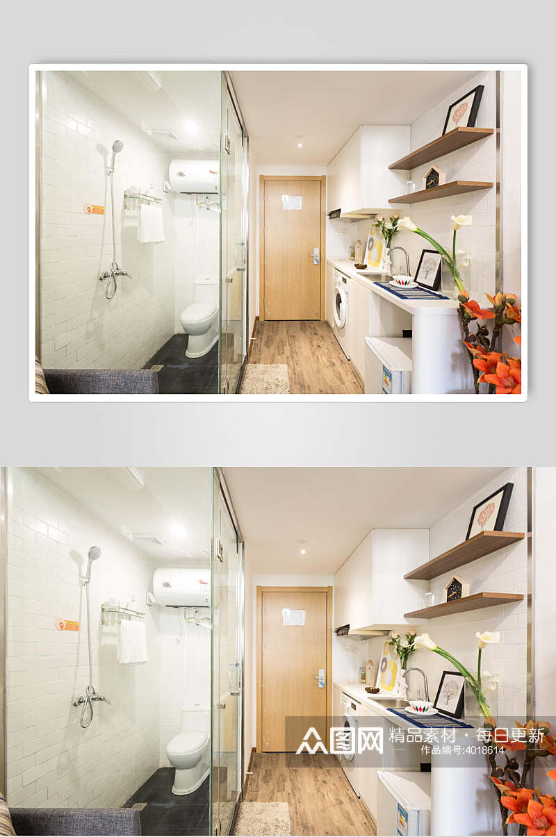 高端创意热水器淋浴头迷你公寓图片素材