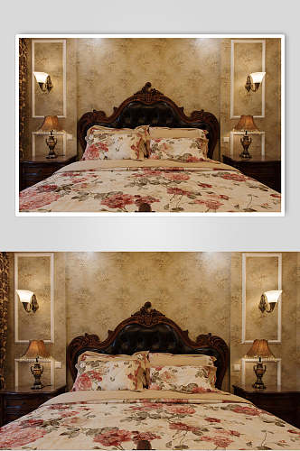 个性时尚花纹床单卧室家装设计图片