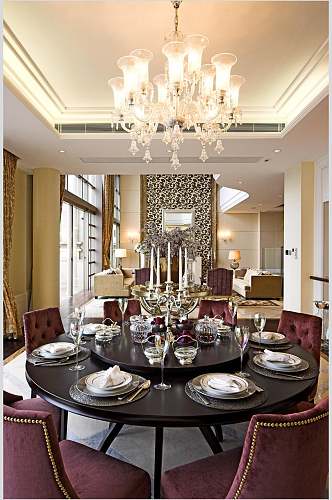 奢华高端创意餐桌欧式别墅图片