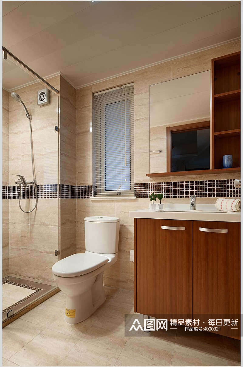 中式卫生间卫浴复式跃层室内设计图片素材