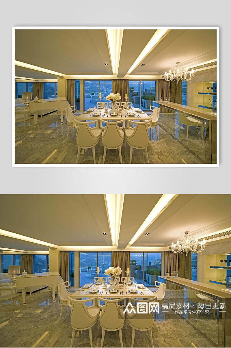 玻璃椅子创意高端黄蓝欧式别墅图片素材