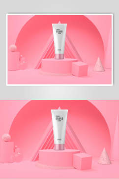 几何粉色化妆品海报