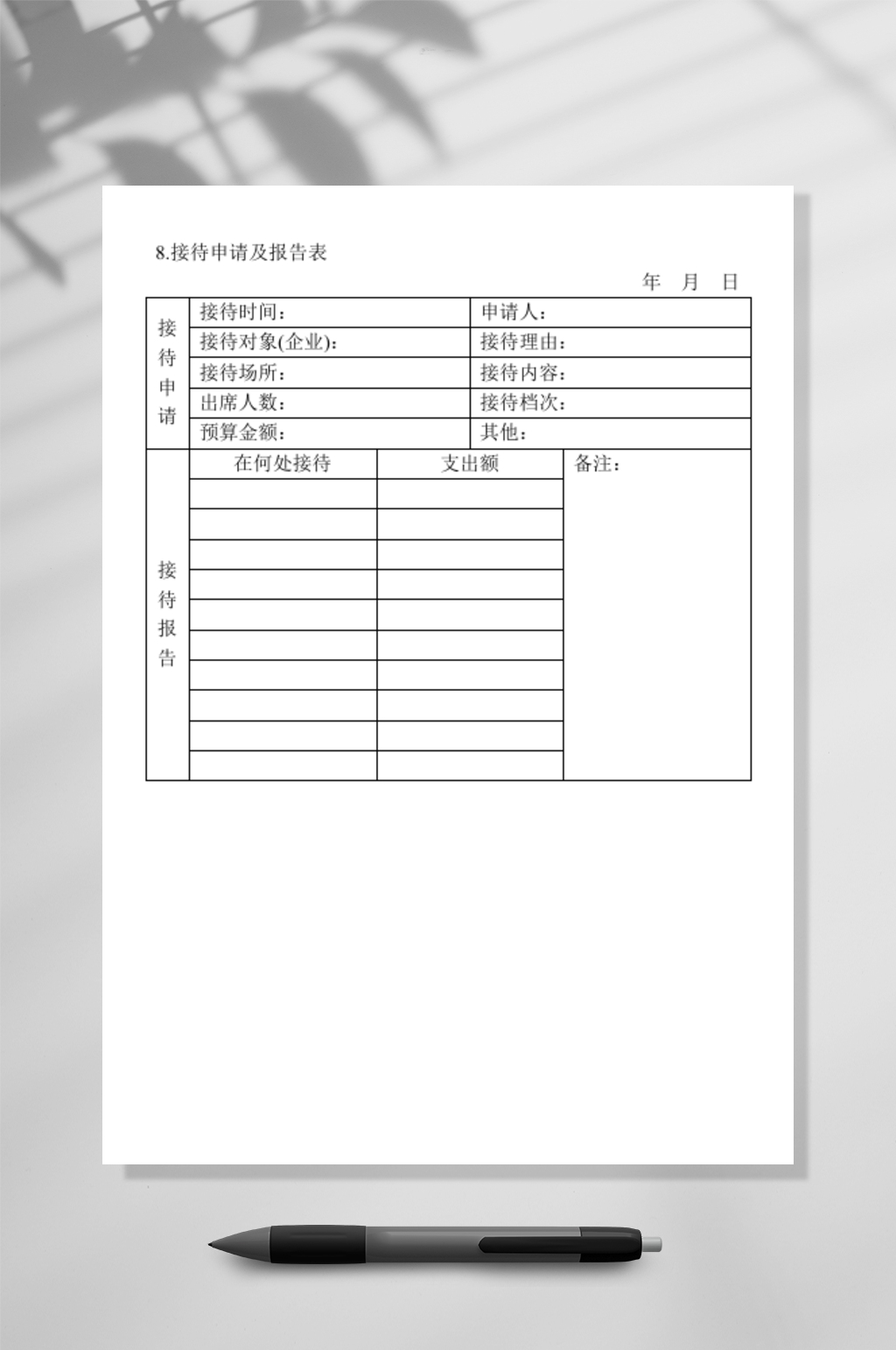 接待申请及报告表WORD素材